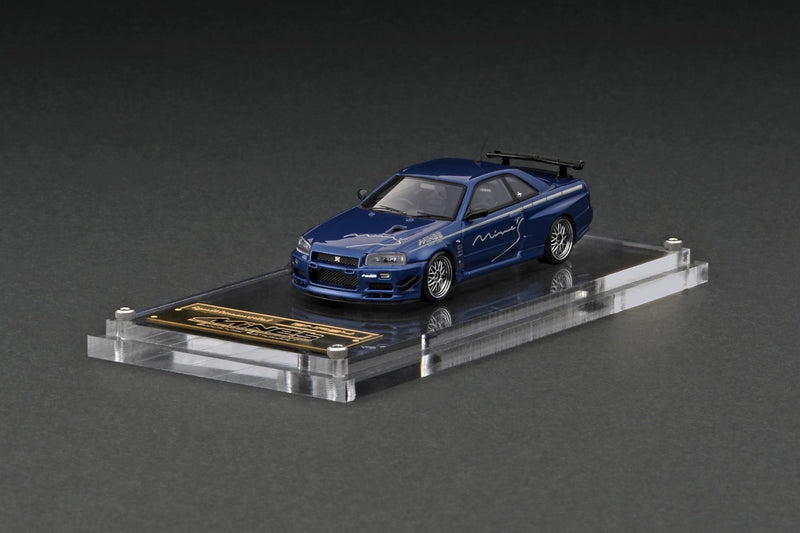 Ignition Model 1:64 Nissan Skyline GT-R (R34) Mine's in Blue Metallic