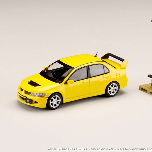 Hobby Japan 1:64 Mitsubishi Lancer GSR EVO 8 in Solid Yellow with Engine  Display