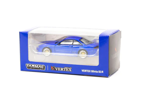 Tarmac Works 1:64 Nissan Silvia S14 Vertex Edition in Blue Metallic