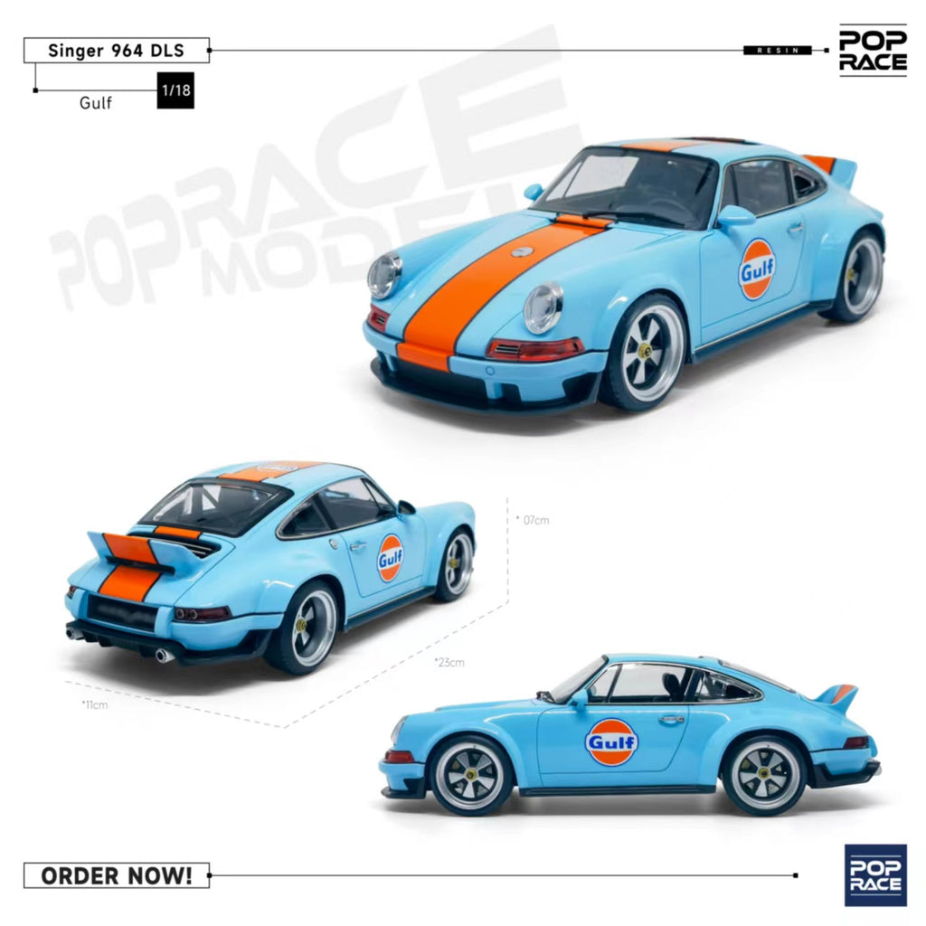 Pop Race 1/18 Porsche DLS Singer with Gulf Livery