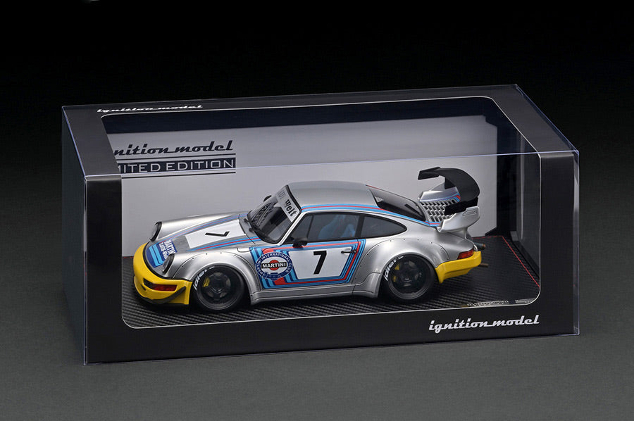 Ignition Model 1:18 Porsche 964 RWB in Silver / Yellow With Engine Display