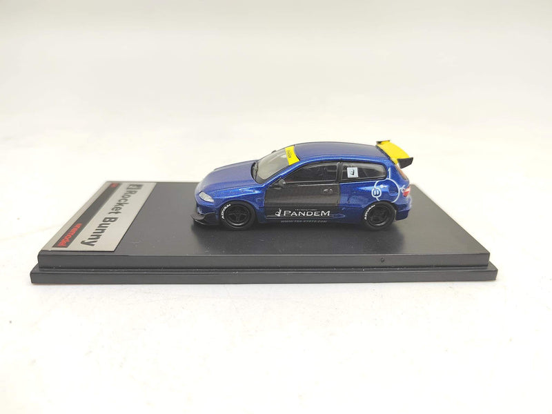 One Model 1:64 Honda Civic EG6 Rocket Bunny in Blue Carbon